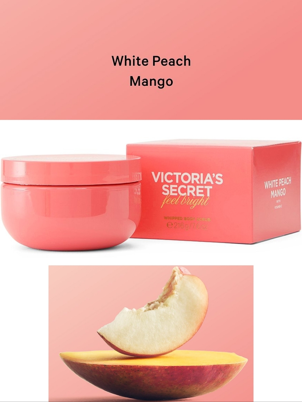 Victoria's Secret White Peach Mango Whipped Body Scrub NEW